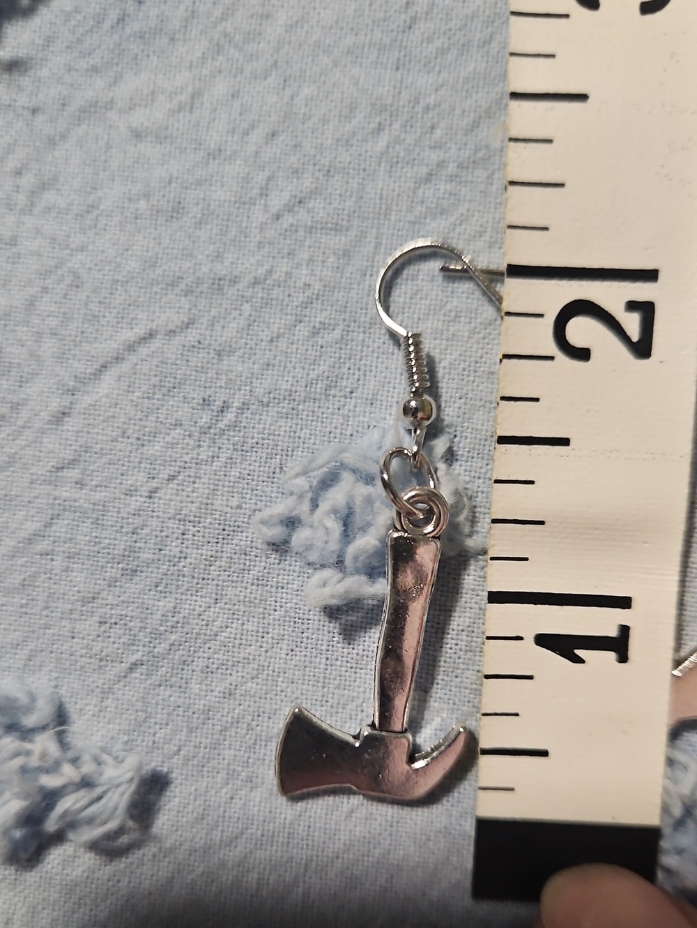 Silver Axe Drop Earring
